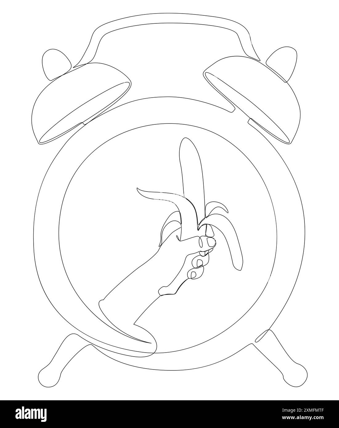 Une ligne continue de réveil avec banane. Concept vectoriel d'illustration de ligne mince. Contour Drawing idées créatives. Illustration de Vecteur