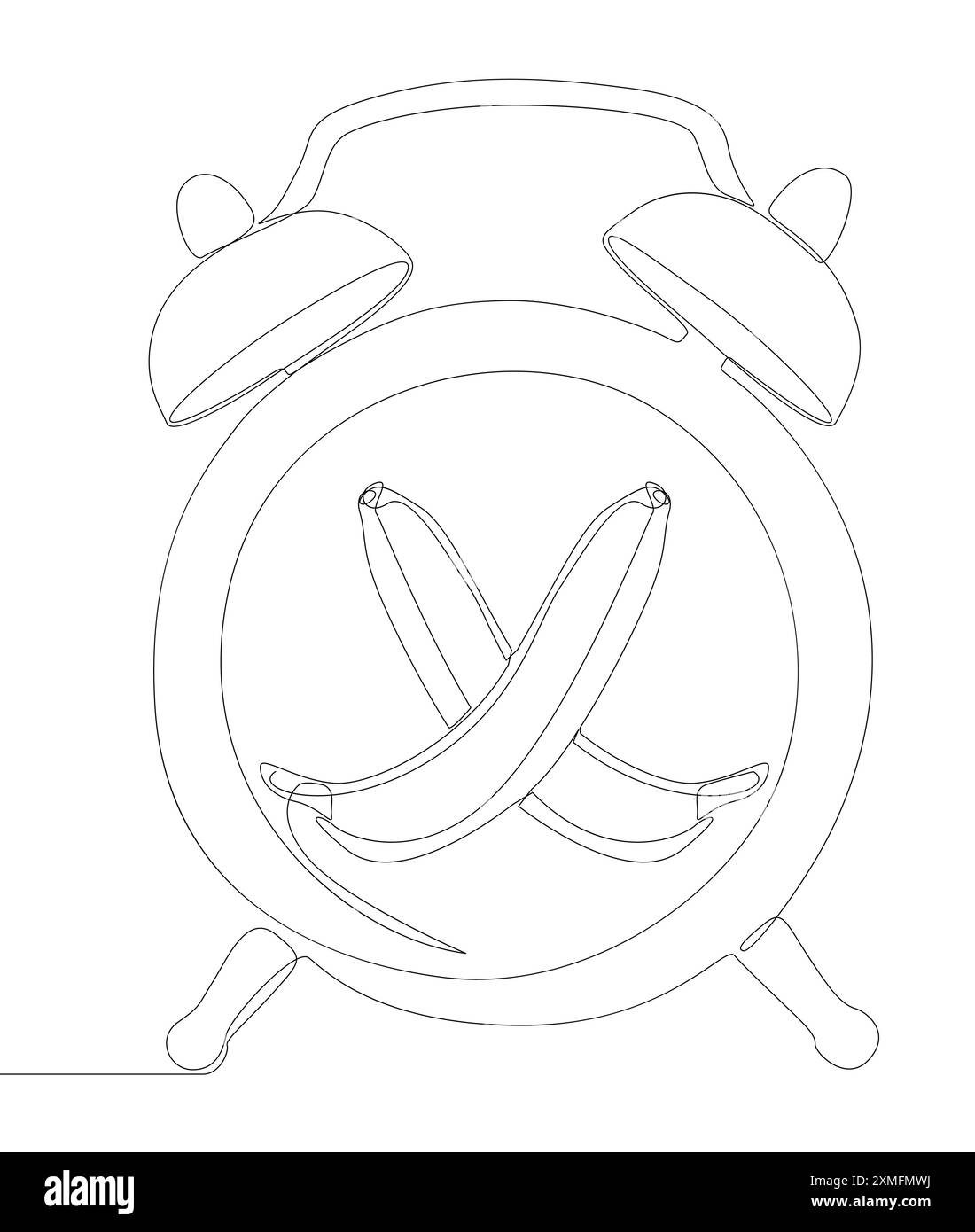 Une ligne continue de réveil avec banane. Concept vectoriel d'illustration de ligne mince. Contour Drawing idées créatives. Illustration de Vecteur