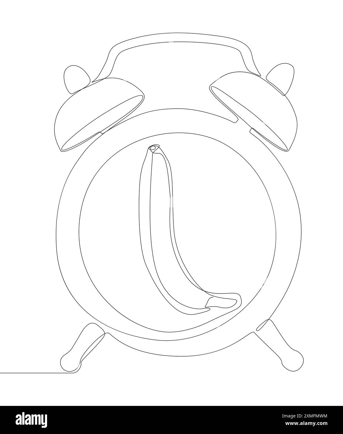 Une ligne continue de réveil avec banane. Concept vectoriel d'illustration de ligne mince. Contour Drawing idées créatives. Illustration de Vecteur