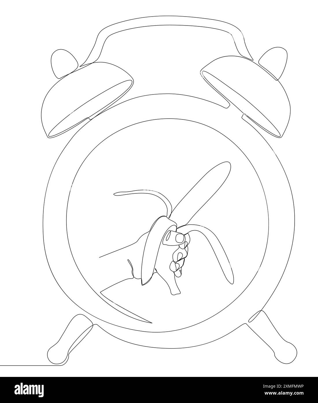 Une ligne continue de réveil avec banane. Concept vectoriel d'illustration de ligne mince. Contour Drawing idées créatives. Illustration de Vecteur