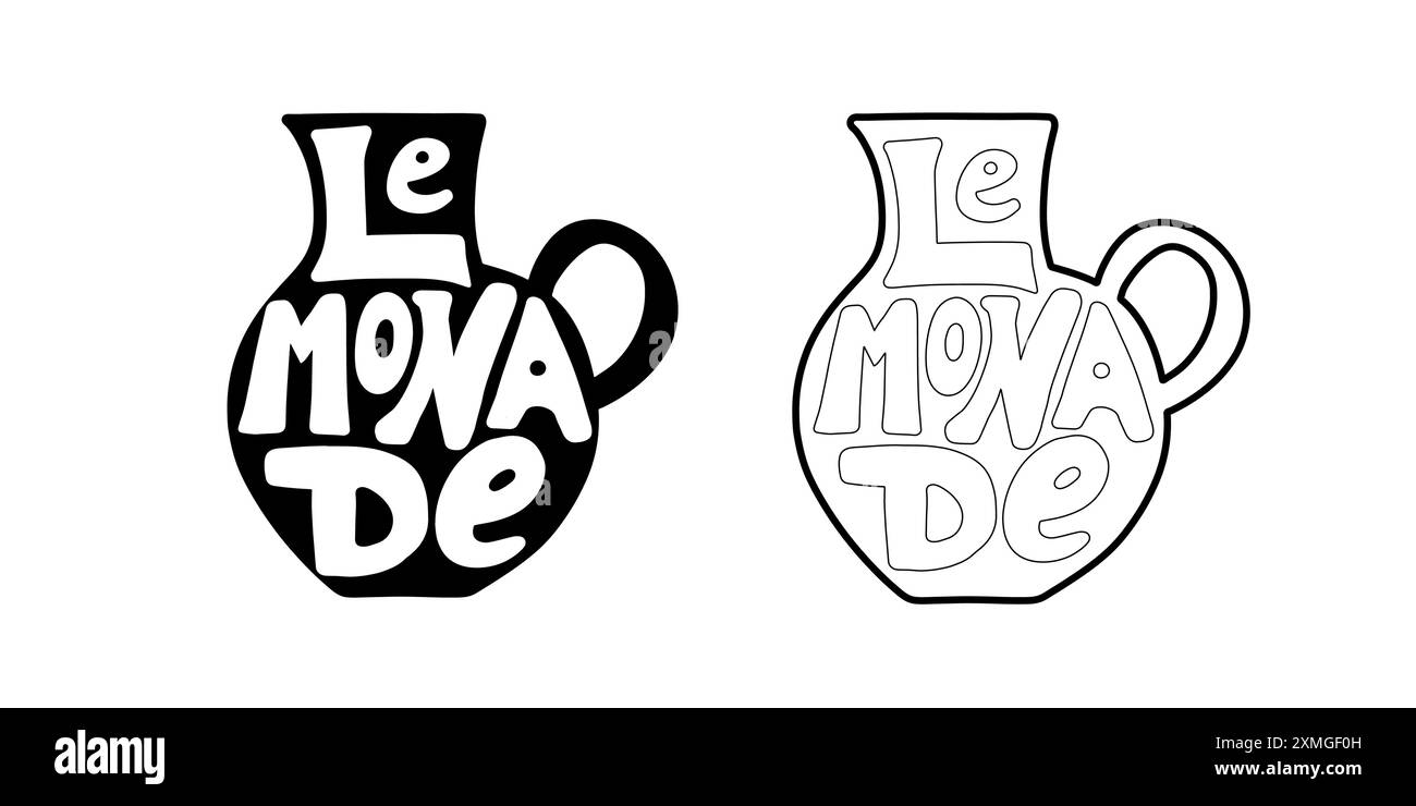 Phrase fraîche de limonade froide. Texte rafraîchissant de la boisson estivale. Vecteur de lettring de dessin à la main. Étiquette de cocktail maison Hatural. Design décoratif isolé. Forme de figurine en pot Illustration de Vecteur