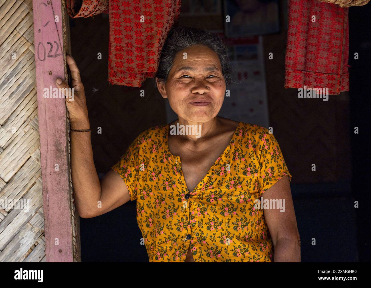 Portrait d'une femme de la tribu des Chakma du bangladesh, division de Chittagong, Rangamati Sadar, Bangladesh Banque D'Images