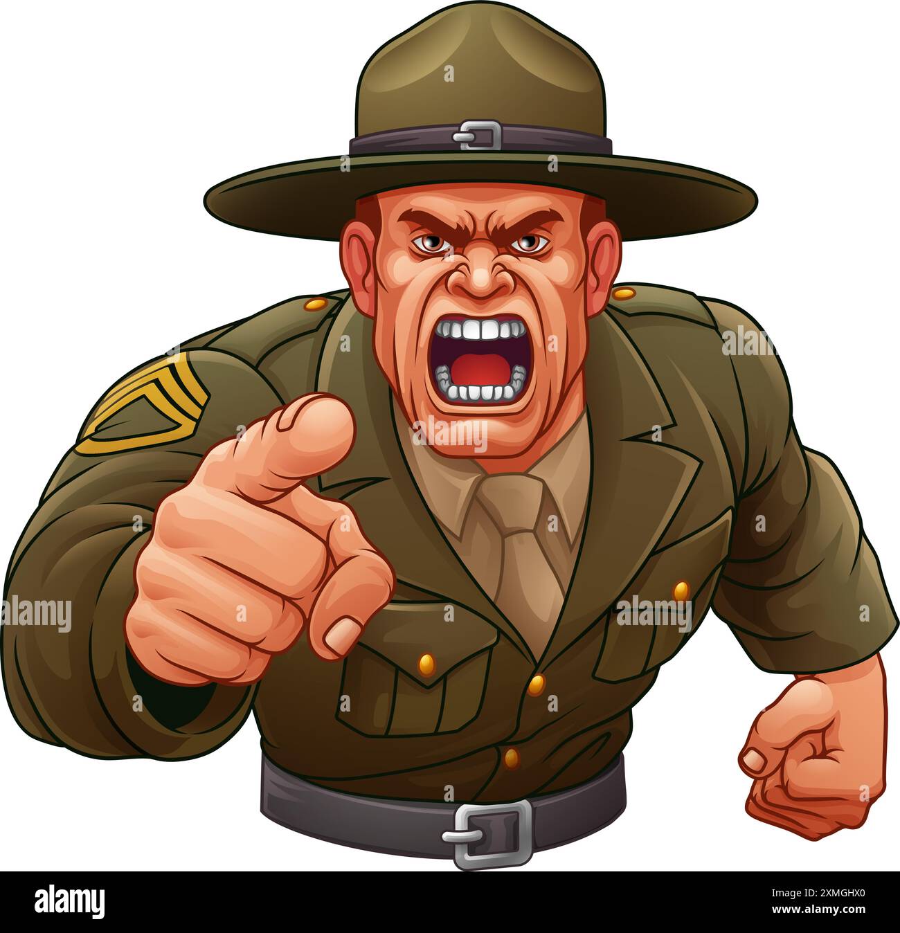 Instructeur d'exercice Sergent Bootcamp soldat de l'armée Illustration de Vecteur