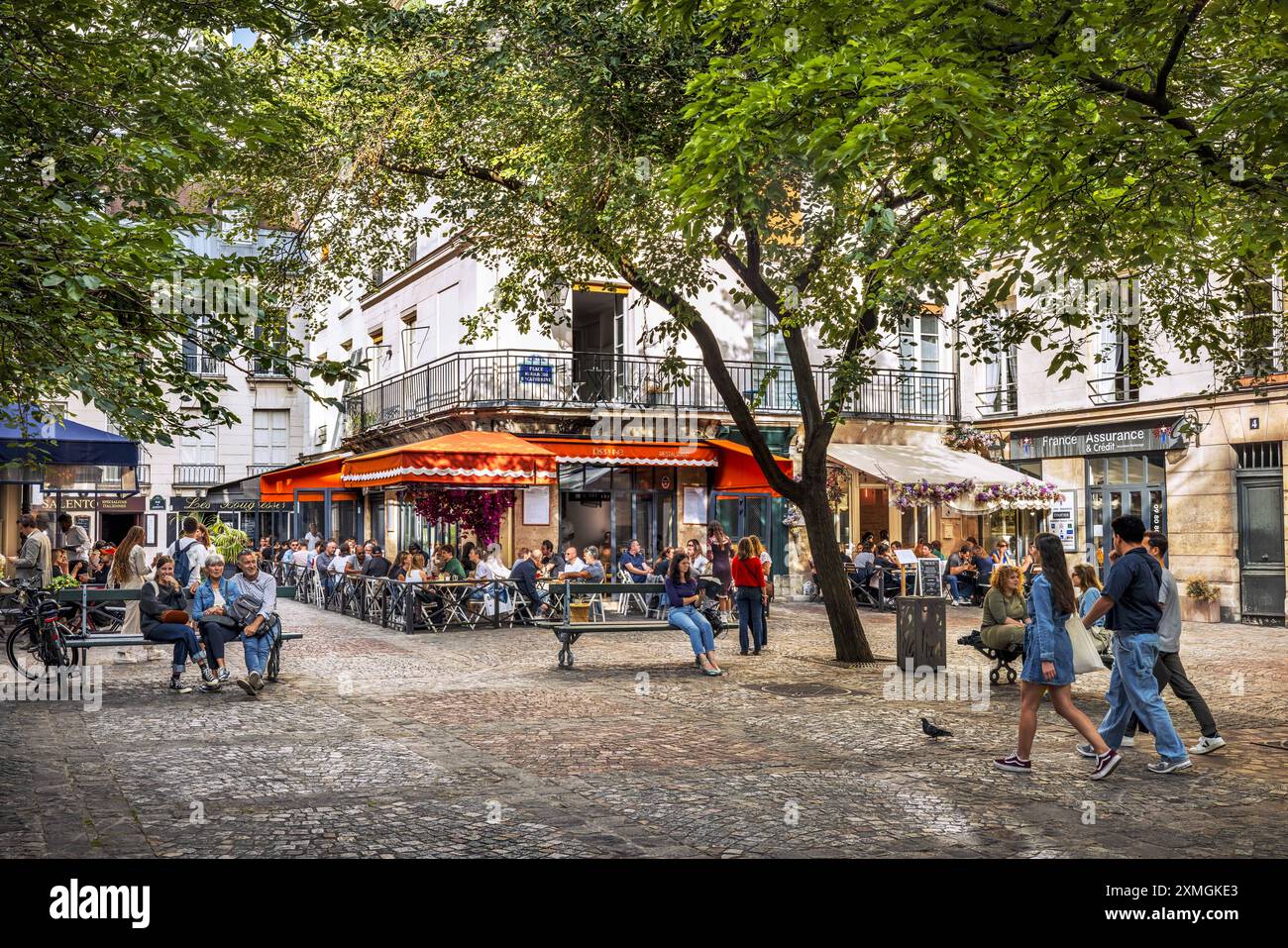 FRANCE. PARIS (75) 4E ARRONDISSEMENT. RESTAURANT PLACE SAINTE CATHERINE Banque D'Images