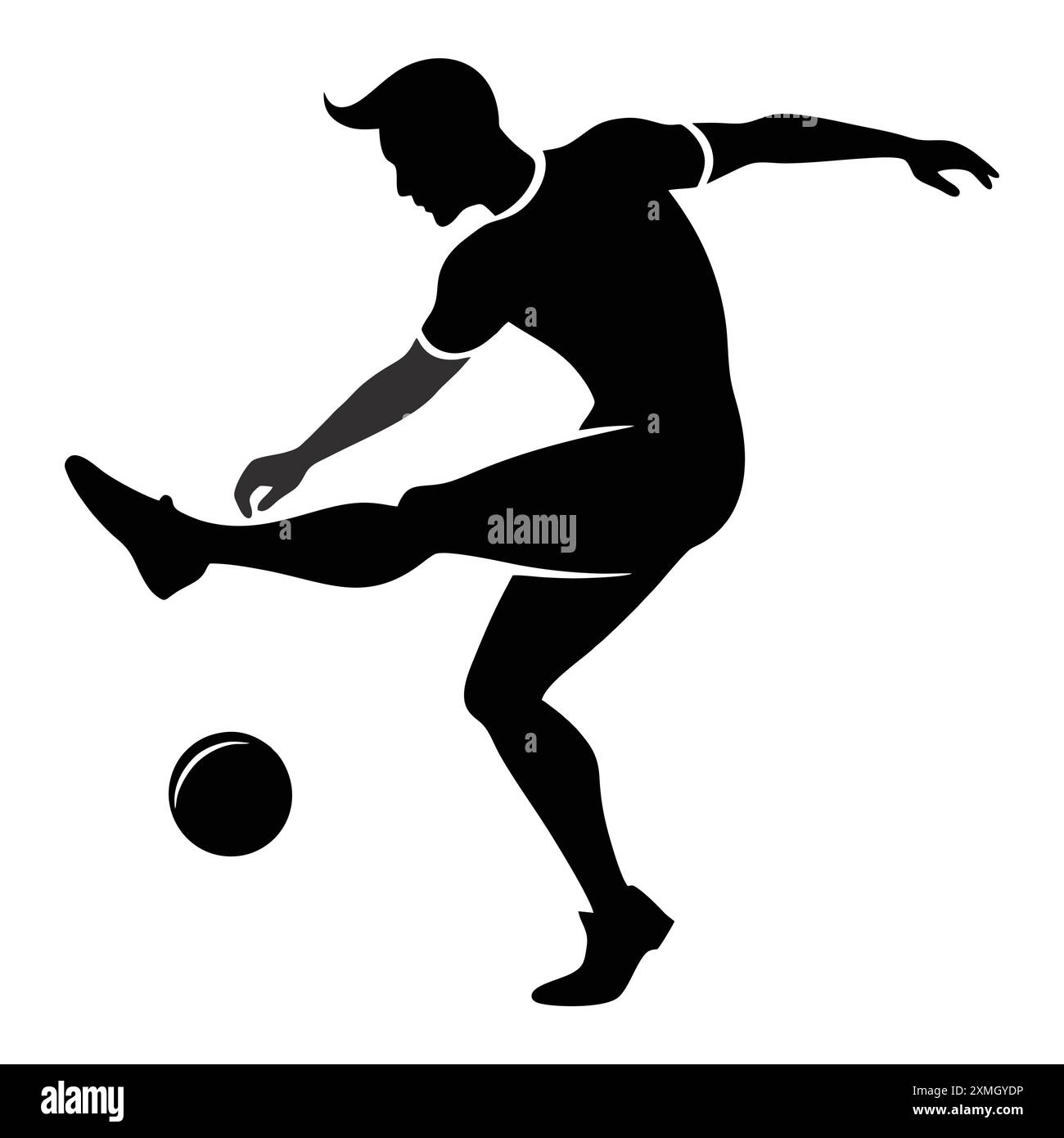 Joueur lancer une silhouette de football ballon de tir d'athlète masculin. convient pour affiche, autocollant, impression, web, et plus encore. illustration vectorielle Illustration de Vecteur