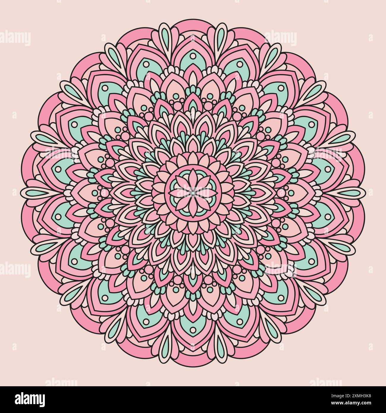 Décoratif coloré floral Mandala Design. Illustration vectorielle d'ornement avec arrière-plan. Illustration de Vecteur