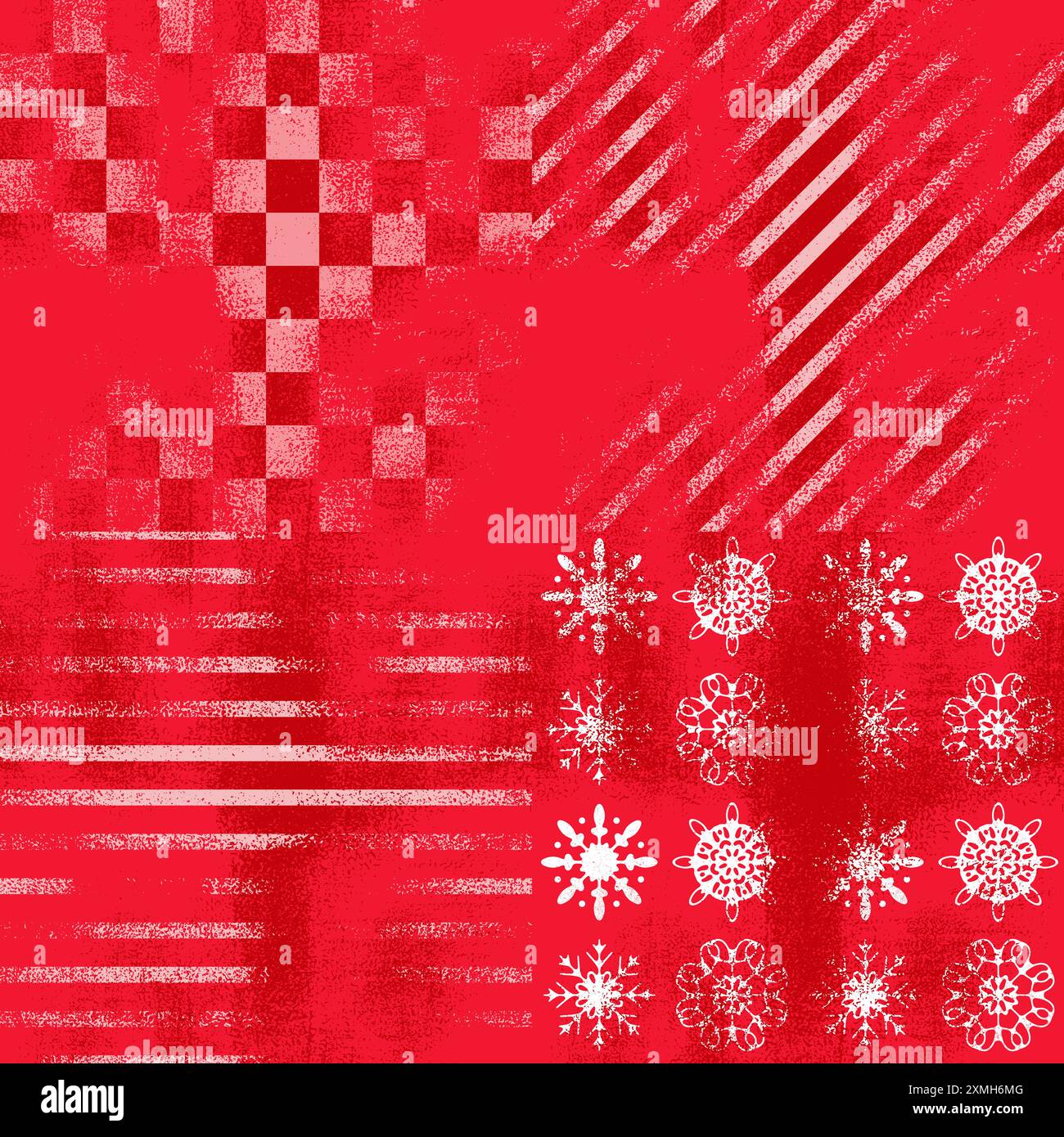 Patchwork géométrique rouge et rose des fêtes d'hiver. Illustration vectorielle dans un style rétro Illustration de Vecteur