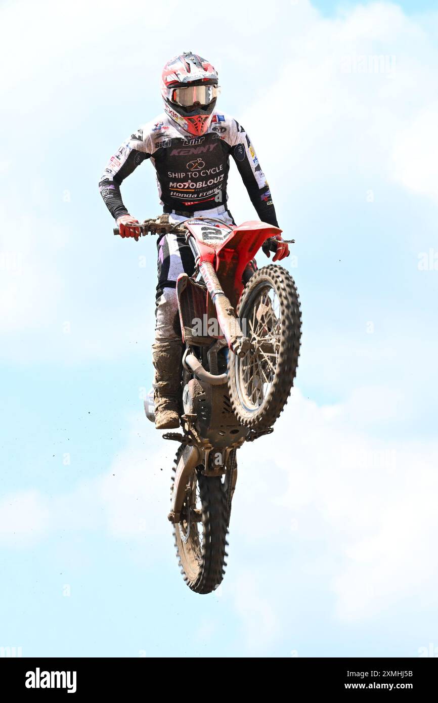 Lommel, Belgique. 28 juillet 2024. Le norvégien Kevin Horgmo photographié en action lors du Motocross MXGP Grand Prix Flanders, course 14/20 du Championnat du monde FIM de Motocross, dimanche 28 juillet 2024 à Lommel. BELGA PHOTO MAARTEN STRAETEMANS crédit : Belga News Agency/Alamy Live News Banque D'Images