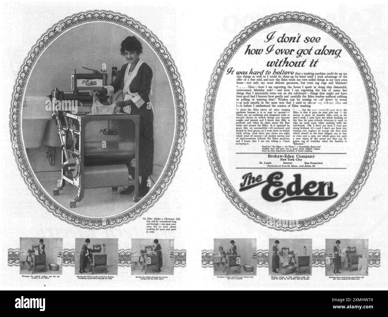1919 Eden Clothes Washer lave-linge annonce - Brokaw-Eden Company New York Banque D'Images
