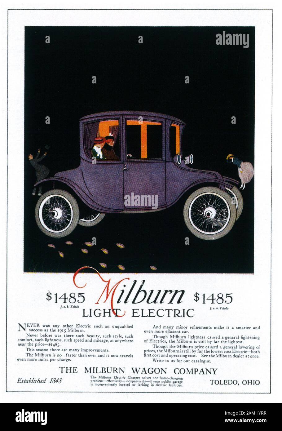 1916 Milburn Light Electric car ad Banque D'Images