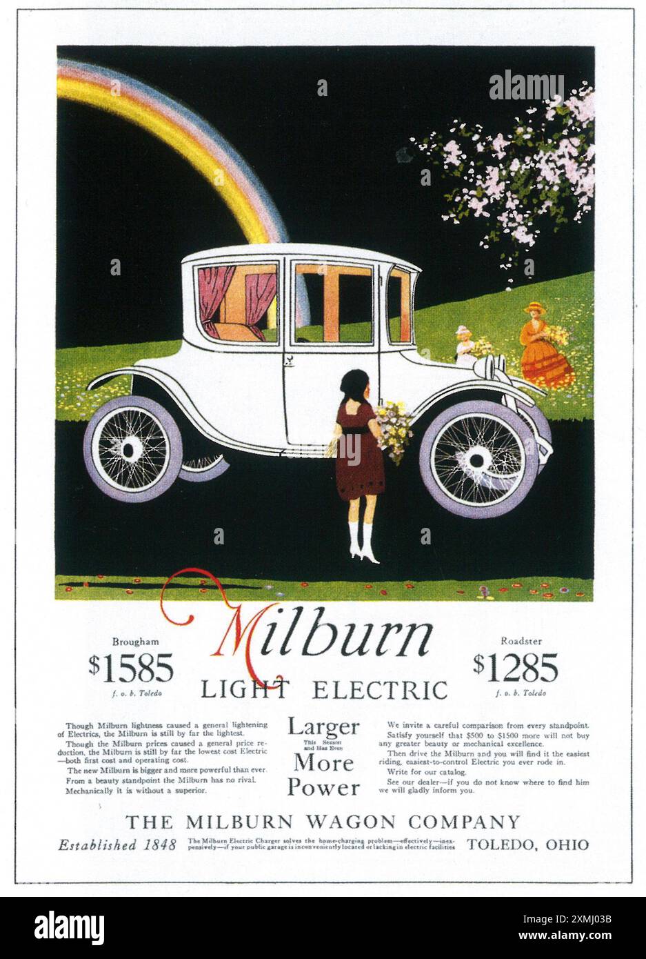 1917 Milburn Light Electric car ad Banque D'Images