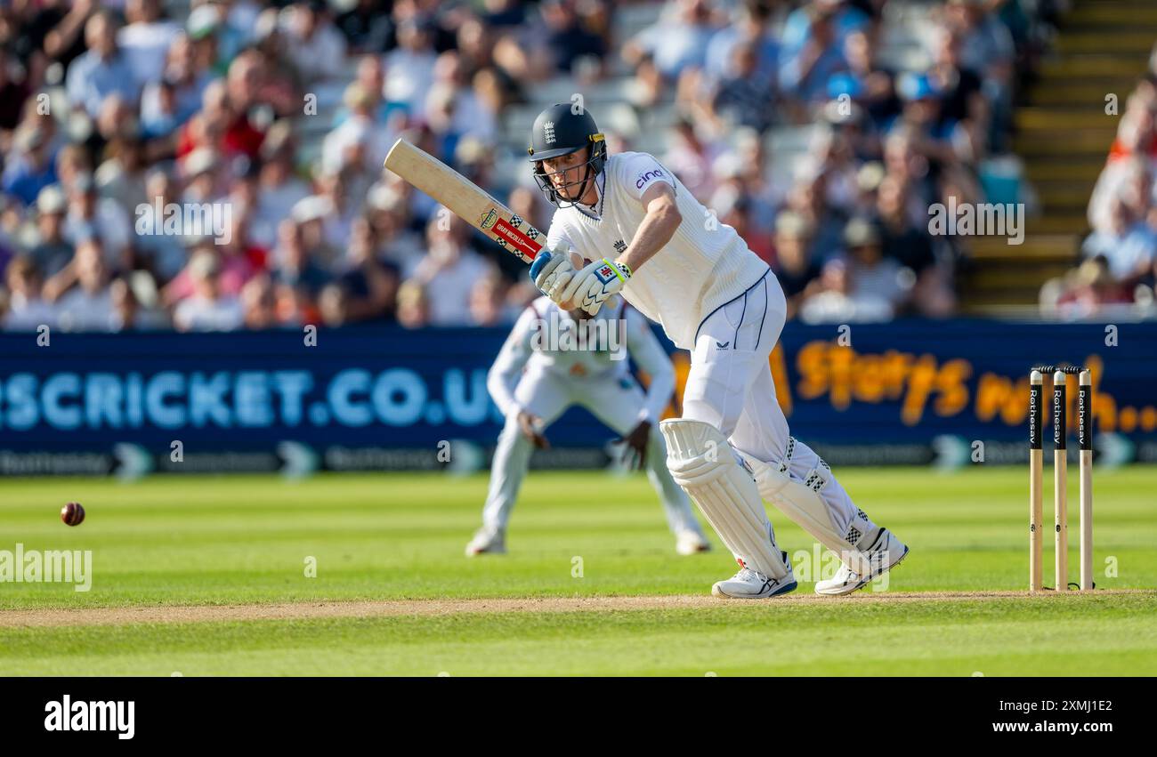 Zak Crawley battant pour l'Angleterre le premier jour du 3e Rothesay test match entre l'Angleterre et les Antilles. Banque D'Images