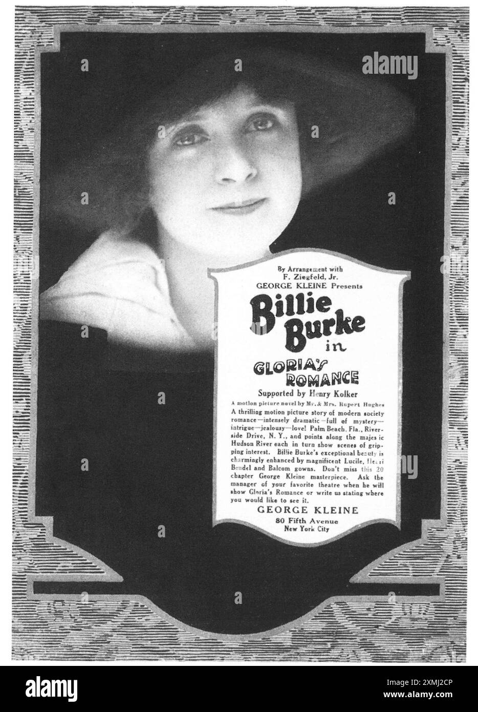 1916 Gloria's Romance film muet américain affiche en série avec Billie Burke - George Kleine Banque D'Images