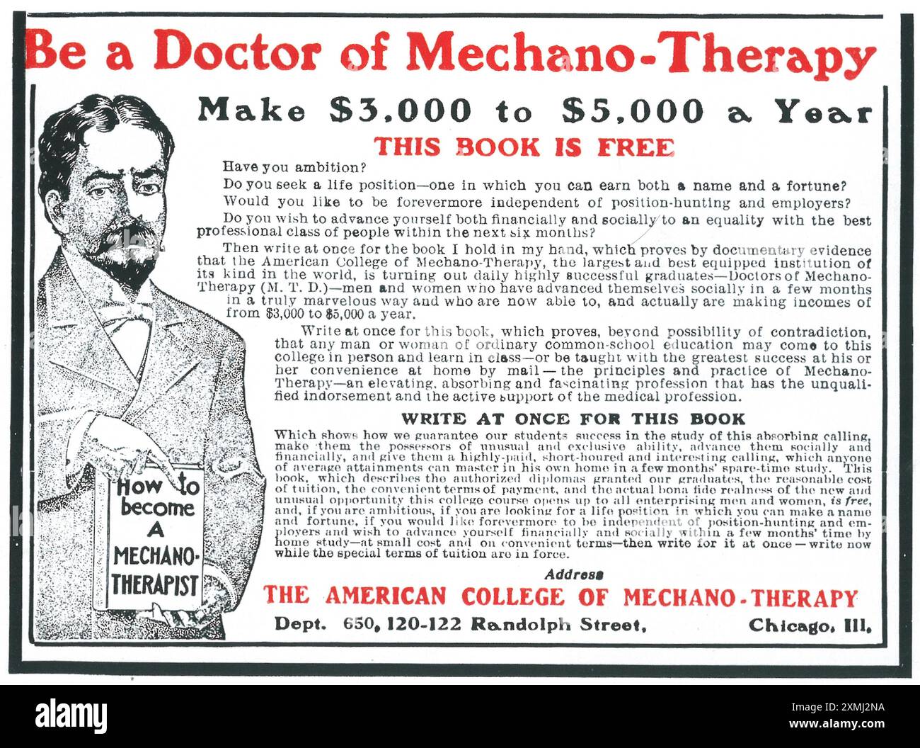 1909 American College of Mechano-Therapy ad Banque D'Images