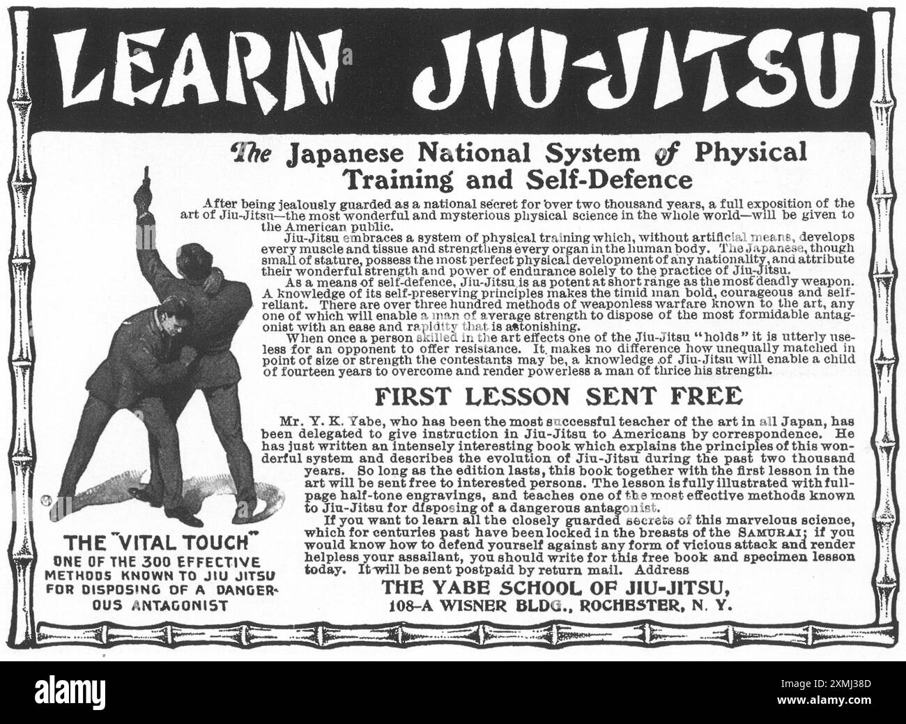 1905 Vabe School of Jiu-Jitsu ad - 'apprendre Jiu-Jitsu' Banque D'Images