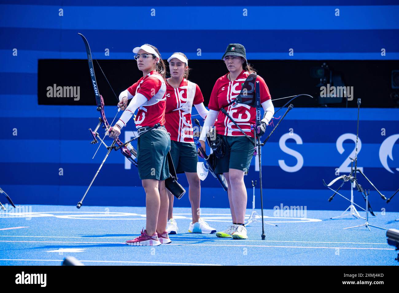 Équipe du Mexique, tir à l'arc, équipe féminine&#39;s lors des Jeux Olympiques de Paris 2024 le 28 juillet 2024 aux Invalides à Paris, France Banque D'Images