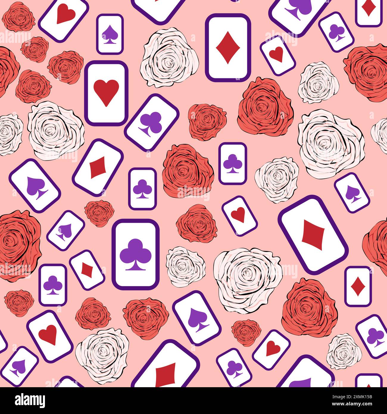 Alice au pays des merveilles modèle : lapin, chat Cheshire, flamant rose, cartes, chapeau, clés tasse champignons horloge et roses Illustration de Vecteur