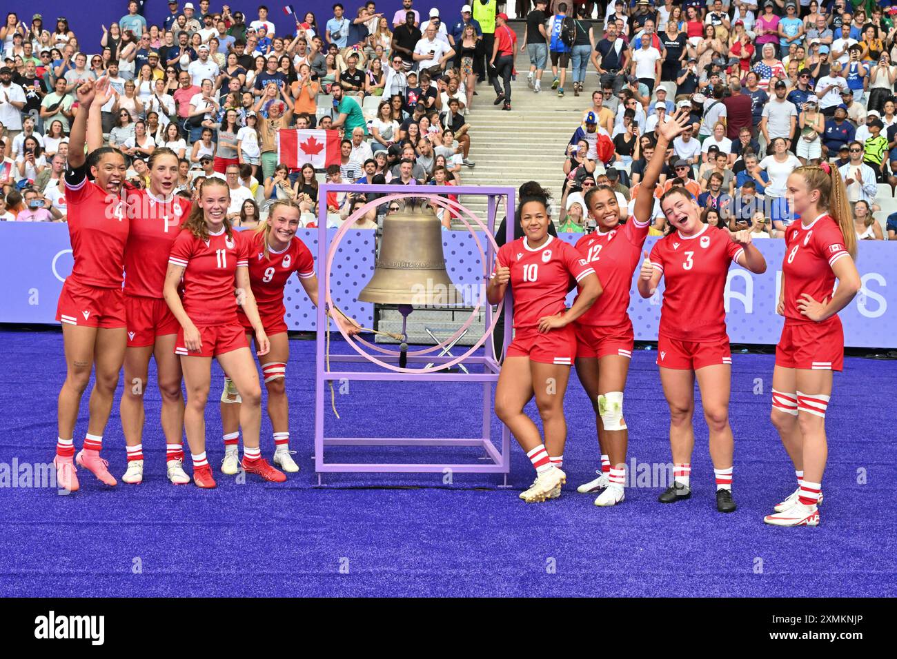 Équipe DU CANADA (CAN), Rugby à sept équipe féminine C au stade de France, lors des Jeux Olympiques de Paris 2024, 28 juillet 2024, Paris, France. Crédit : Enrico Calderoni/AFLO SPORT/Alamy Live News Banque D'Images