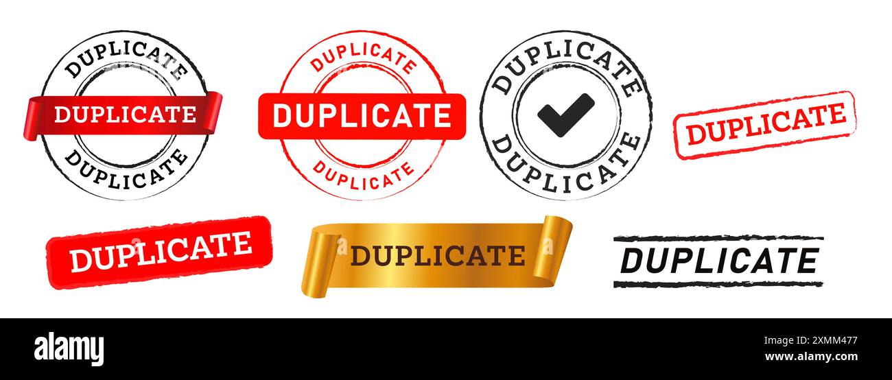 Dupliquer timbre copie reproduction rectangle cercle forme noir rouge bannière emblématique autocollant Illustration de Vecteur
