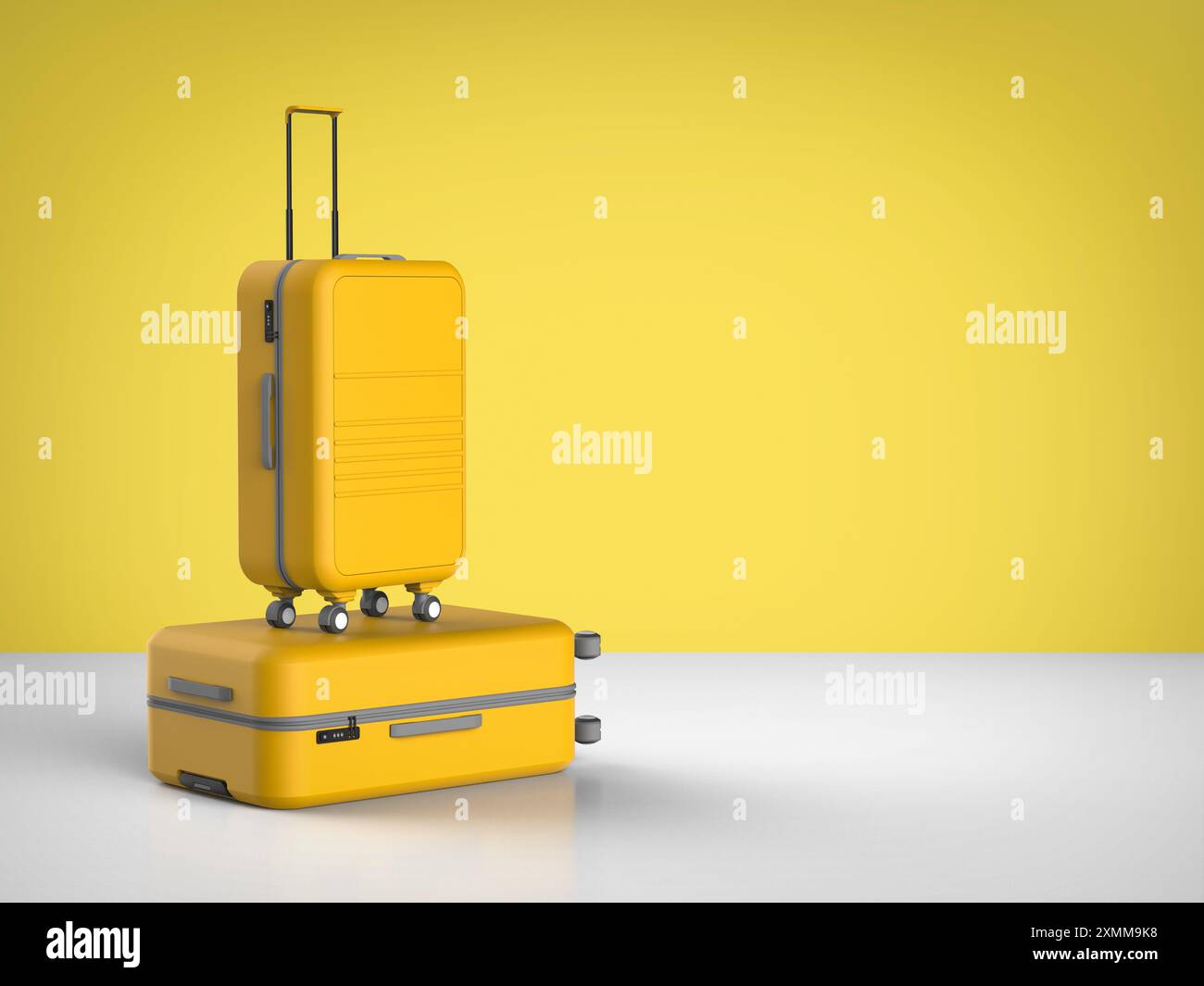 rendu 3d de deux bagages jaunes avec un espace vide Banque D'Images