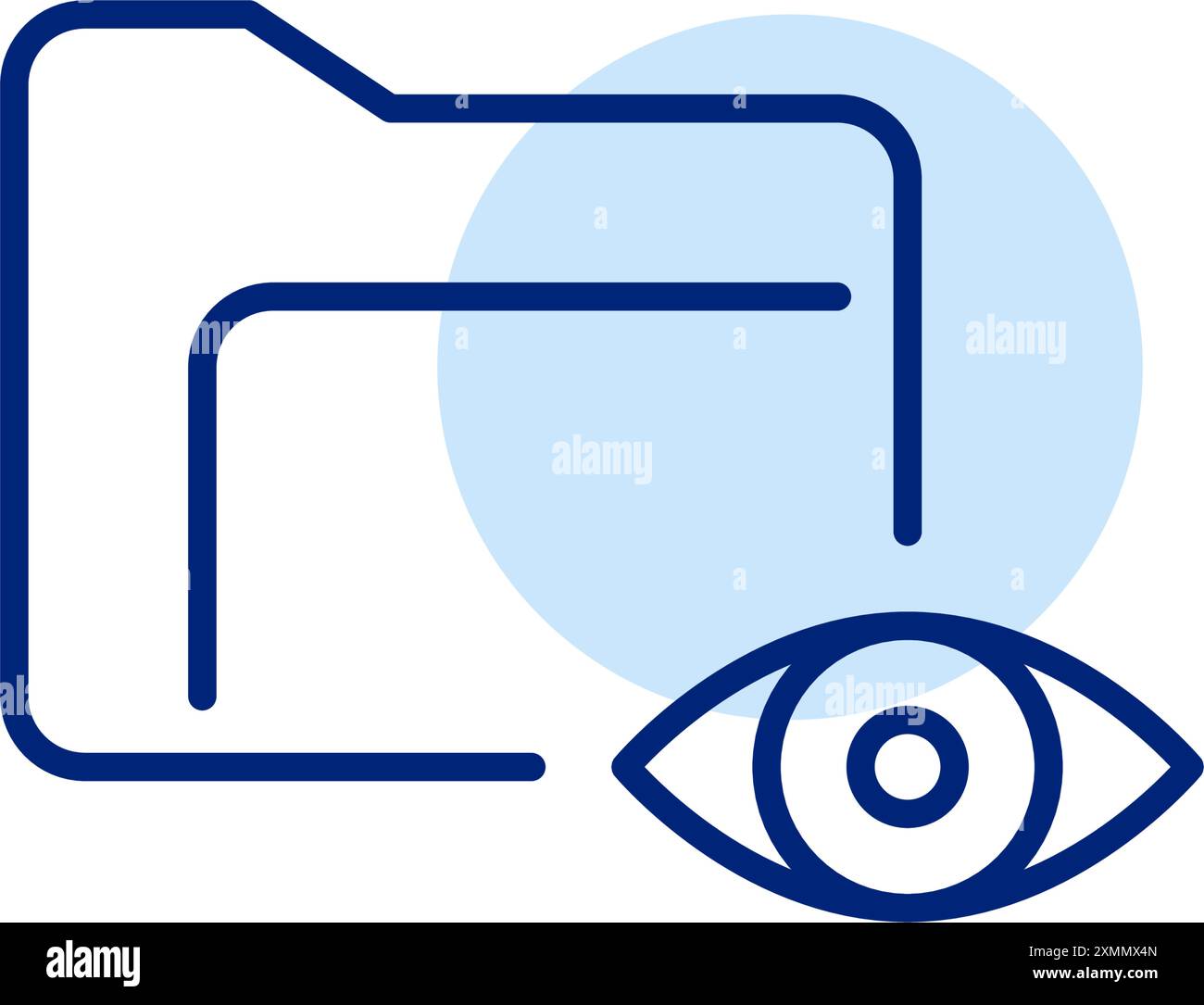 Plieuse et oeil. Examen des dossiers, statistiques des documents. Icône de contour pixel Perfect, modifiable Illustration de Vecteur