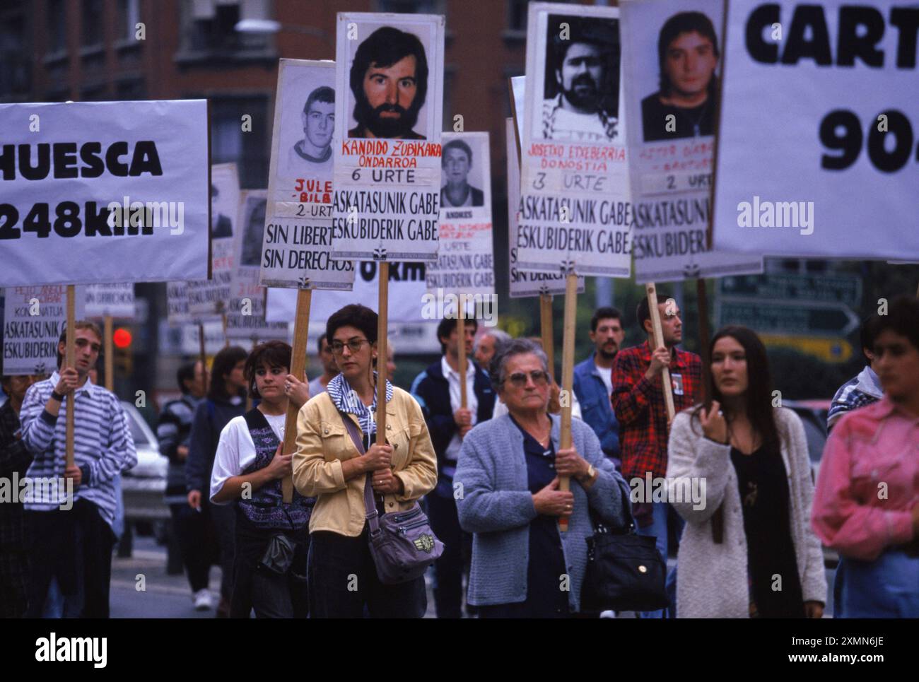 Manifestation de soutien aux prisonniers politiques, Bilbao, Espagne. Banque D'Images