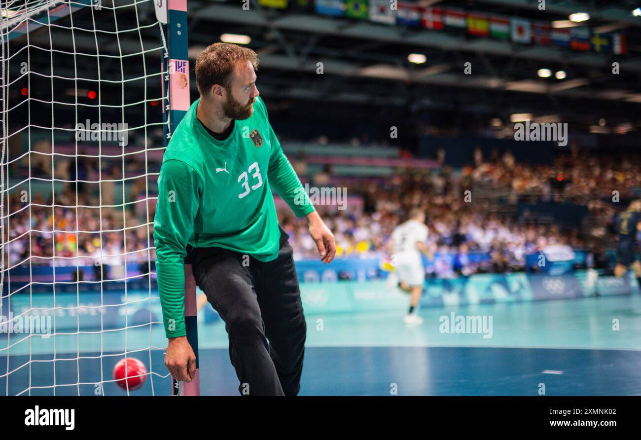 Paris, France. 29 juillet 2024. Andreas Wolff (GER) Paris 2024 Jeux Olympiques Handball Japon vs Allemagne Japon vs Deutschland Olympische Spiele 29.07.2024 crédit : Moritz Muller/Alamy Live News Banque D'Images