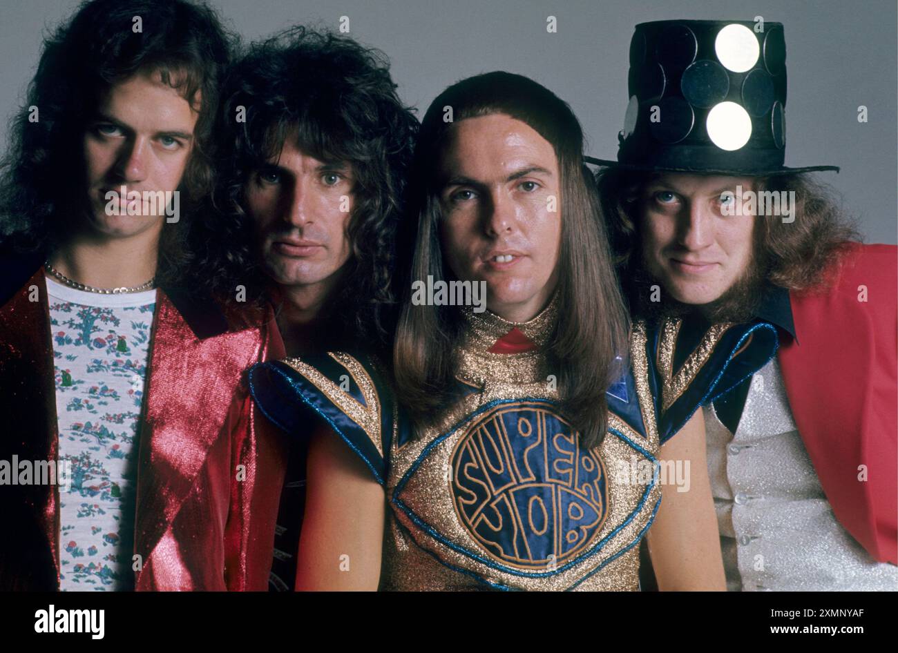 SladeJimmy Lea , Don Powell , Dave Hill et Noddy Holder 1973 photo de Roger Bamber Banque D'Images