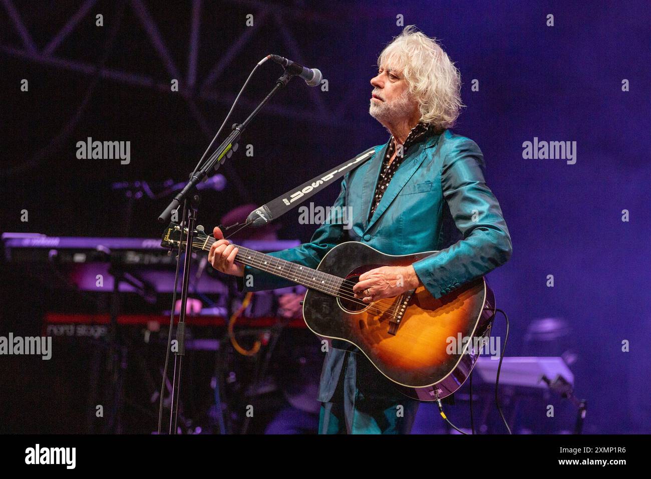 Fredrikstad, Norvège. 26 juillet 2024. Le chanteur, compositeur et musicien irlandais Bob Geldof donne un concert live lors du festival norvégien Maanefestivalen 2024 à Fredrikstad. Banque D'Images