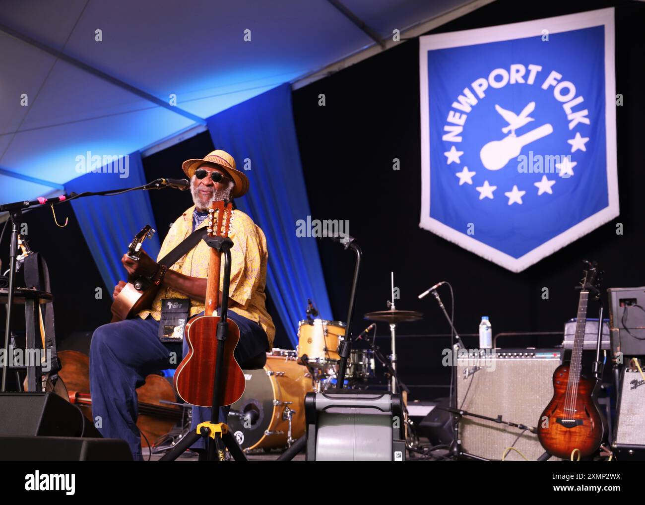 Newport, RI 28 juillet 2024. Taj Mahal se produit au Newport Folk Festival, sur la scène Harbor à Fort Adams Park. @ Veronica Bruno / Alamy Banque D'Images