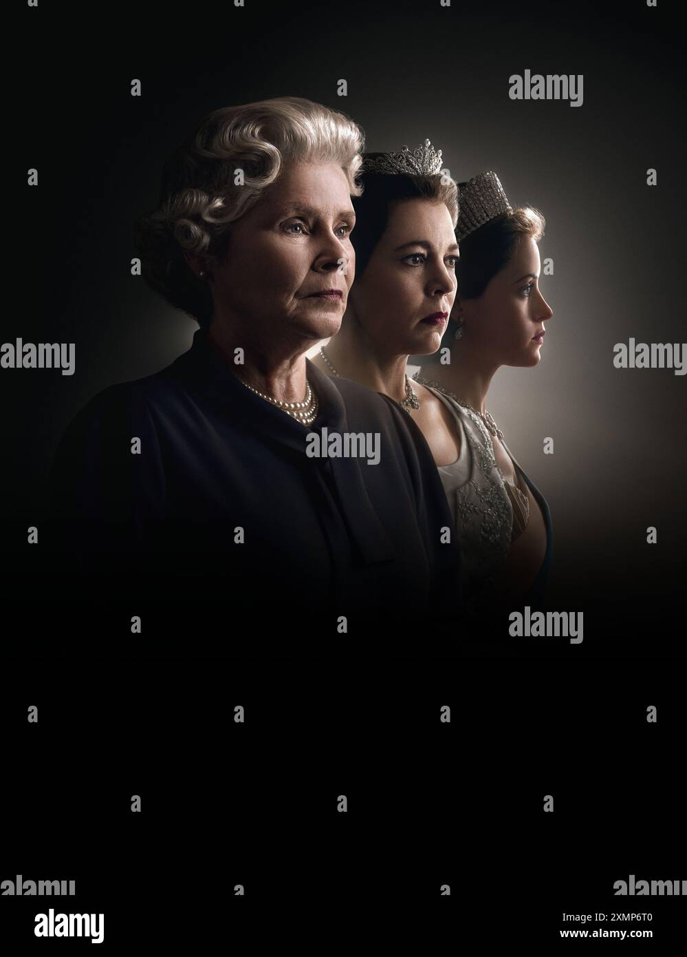 Série télévisée Crown (2016 - 2023) Royaume-Uni / USA création : Peter Morgan 2023 saison 6 Imelda Staunton, Olivia Colman, Claire Foy Poster (Art clé) Banque D'Images
