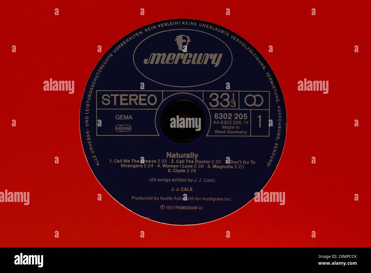 Vinitage Record Label : J.J. cale-Naturally, Mercury, Mercury Records a été fondé en 1945 Banque D'Images