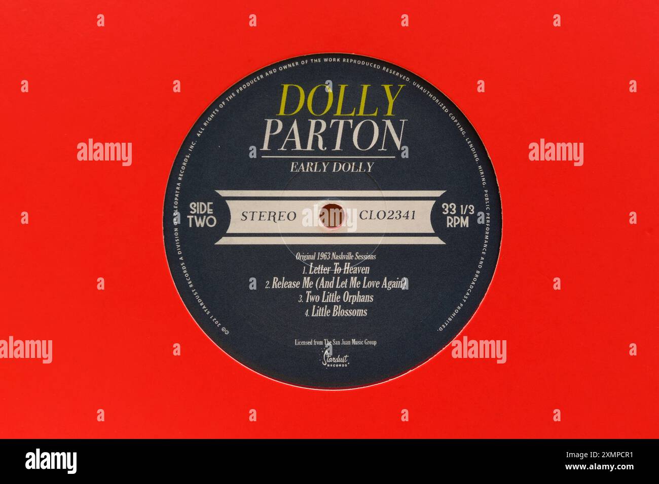 Vinitage Record Label : Dolly Parton-Early Dolly, Stardust Records, label de réédition canadienne Banque D'Images