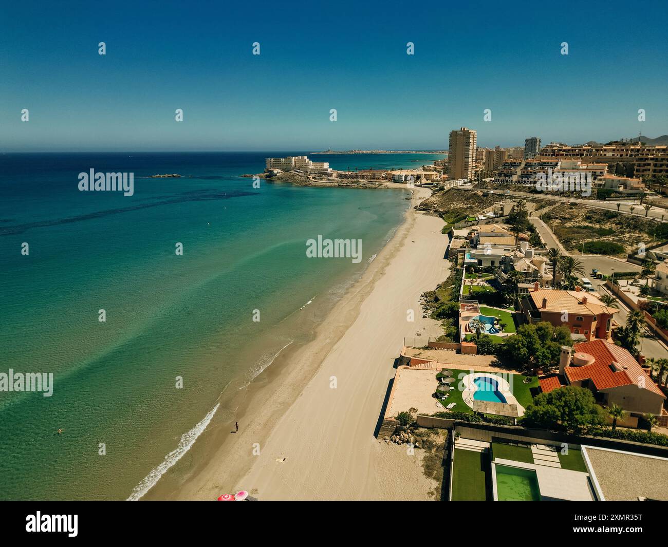 Vue aérienne de la Manga del Mar Menor, région de Murcie, Espagne. Photo de haute qualité Banque D'Images