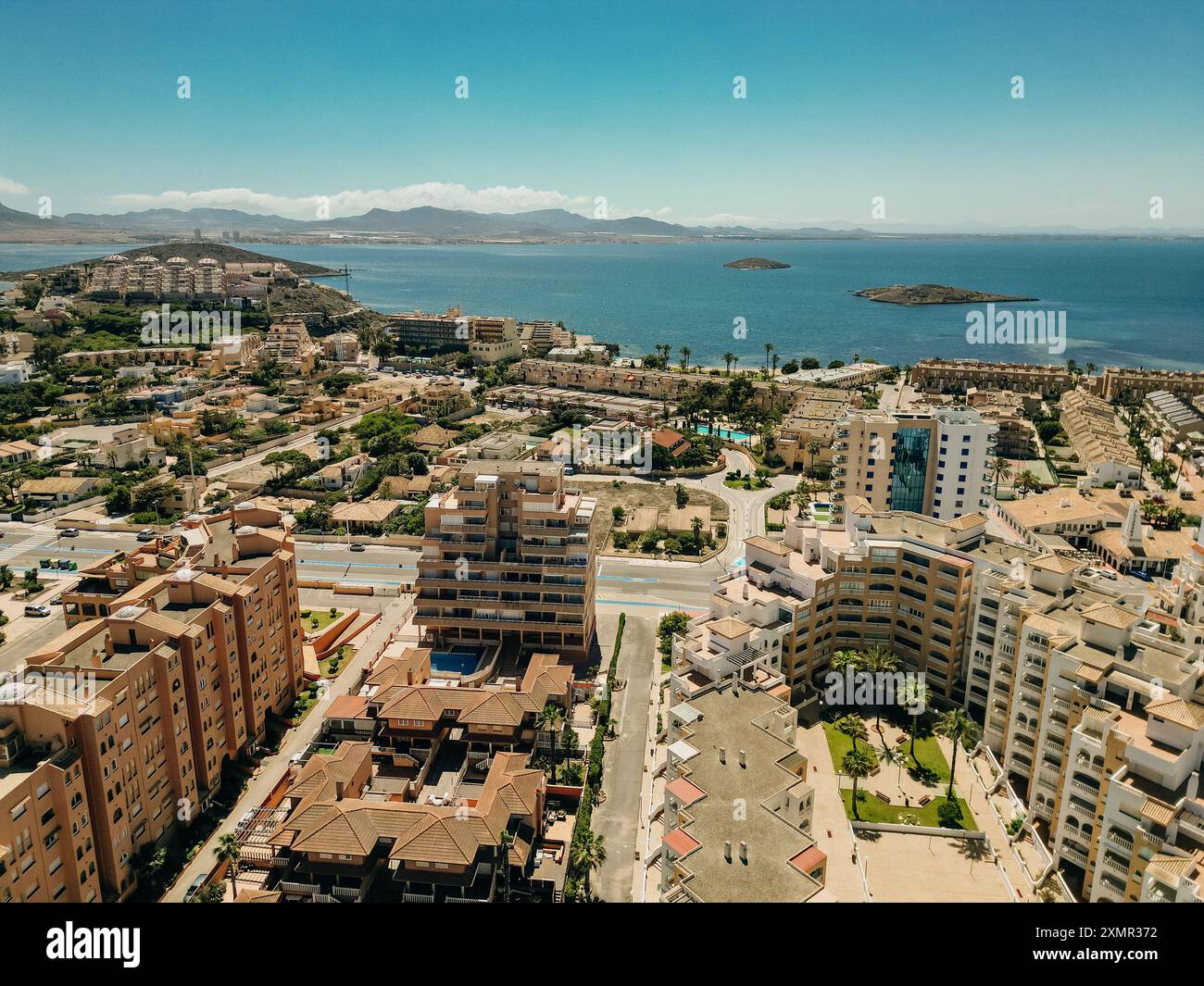 Vue aérienne de la Manga del Mar Menor, région de Murcie, Espagne. Photo de haute qualité Banque D'Images