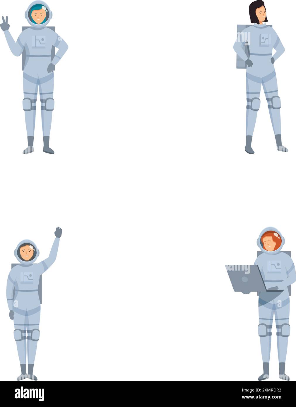 Collection d'astronautes illustrés montrant divers gestes, adaptés à diverses fins de conception Illustration de Vecteur