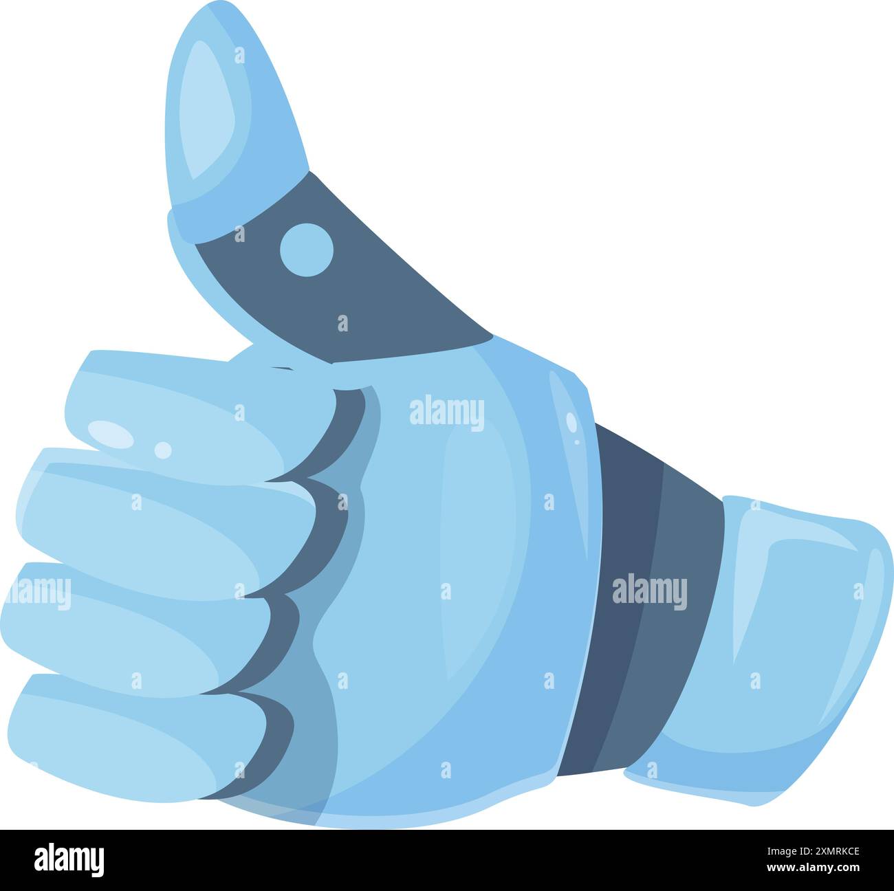 Main bleue de robot montrant un geste pouce vers le haut, comme, symbole d'accord, technologies modernes Illustration de Vecteur