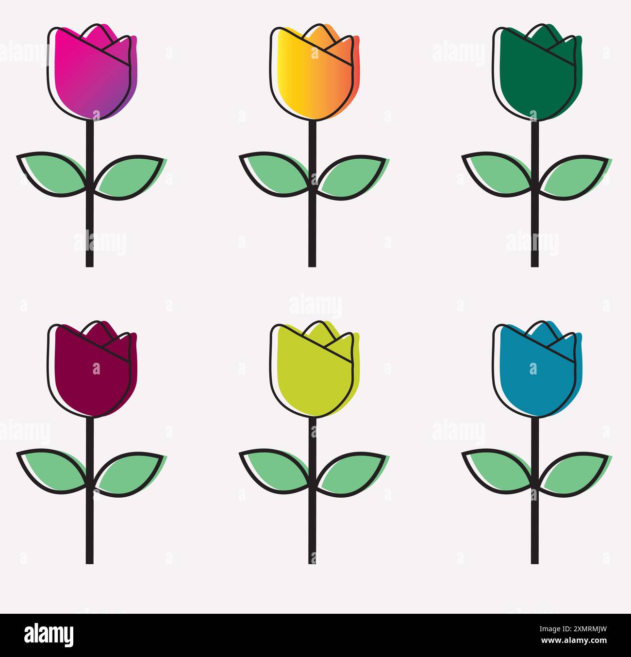 FLEUR ROSE JAUNE VERT HAUTE RESULATION Illustration de Vecteur