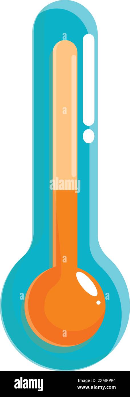 Thermomètre de dessin animé indiquant des températures élevées, utile pour représenter le temps chaud ou la fièvre Illustration de Vecteur
