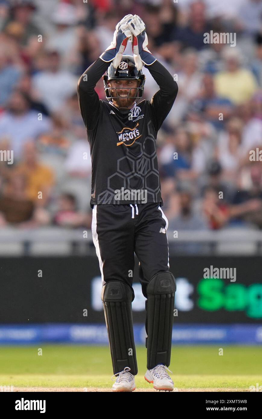 29 juillet 2024 ; Old Trafford Cricket Ground, Manchester, Angleterre ; The Hundred Mens Cricket, Manchester Originals versus Trent Rockets ; Phil Salt of Manchester Originals Banque D'Images