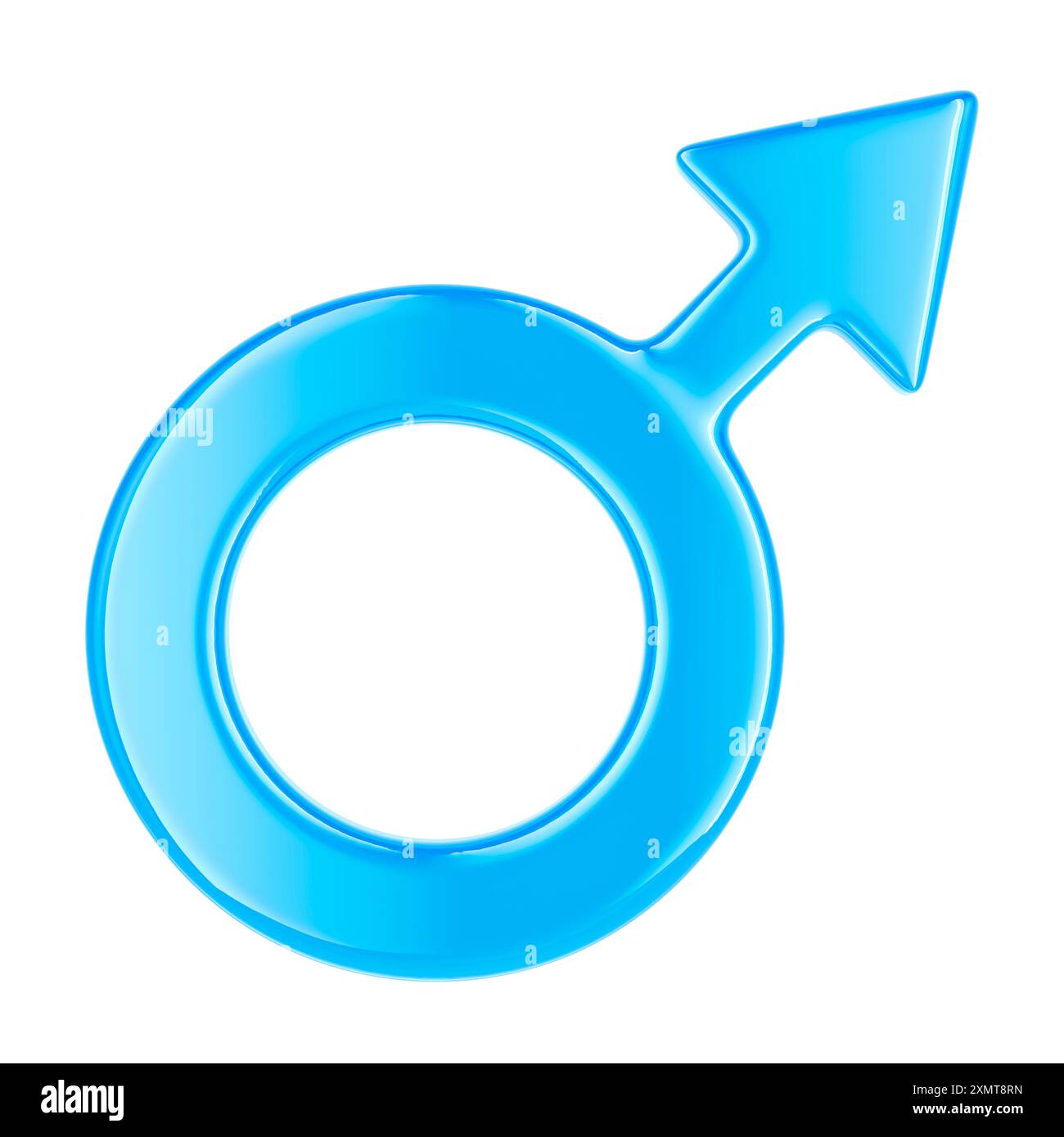 Symbole de genre masculin bleu, rendu 3D isolé sur fond blanc Banque D'Images