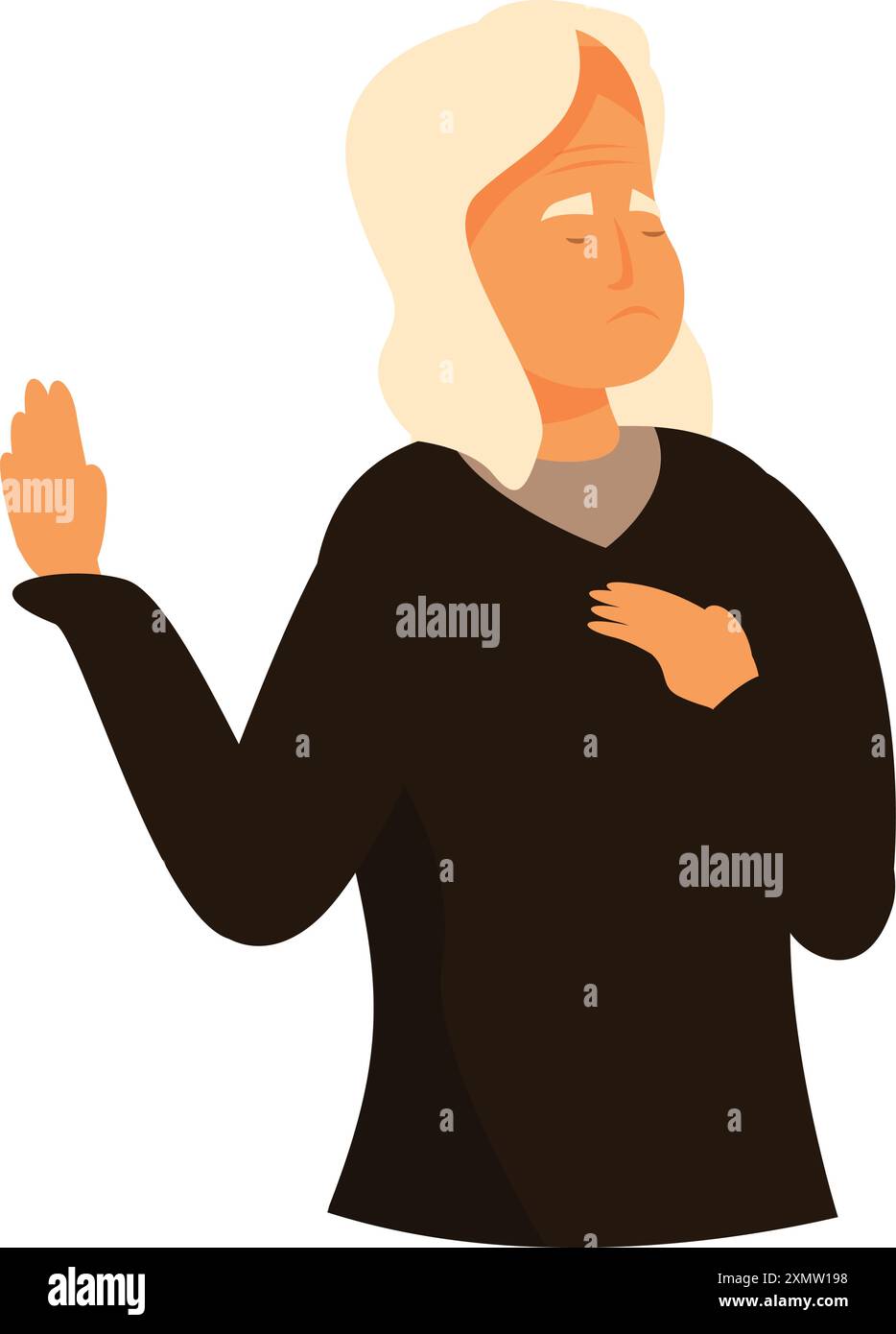 Une femme âgée serre sa poitrine dans l'inconfort, signalant un problème de santé potentiel Illustration de Vecteur