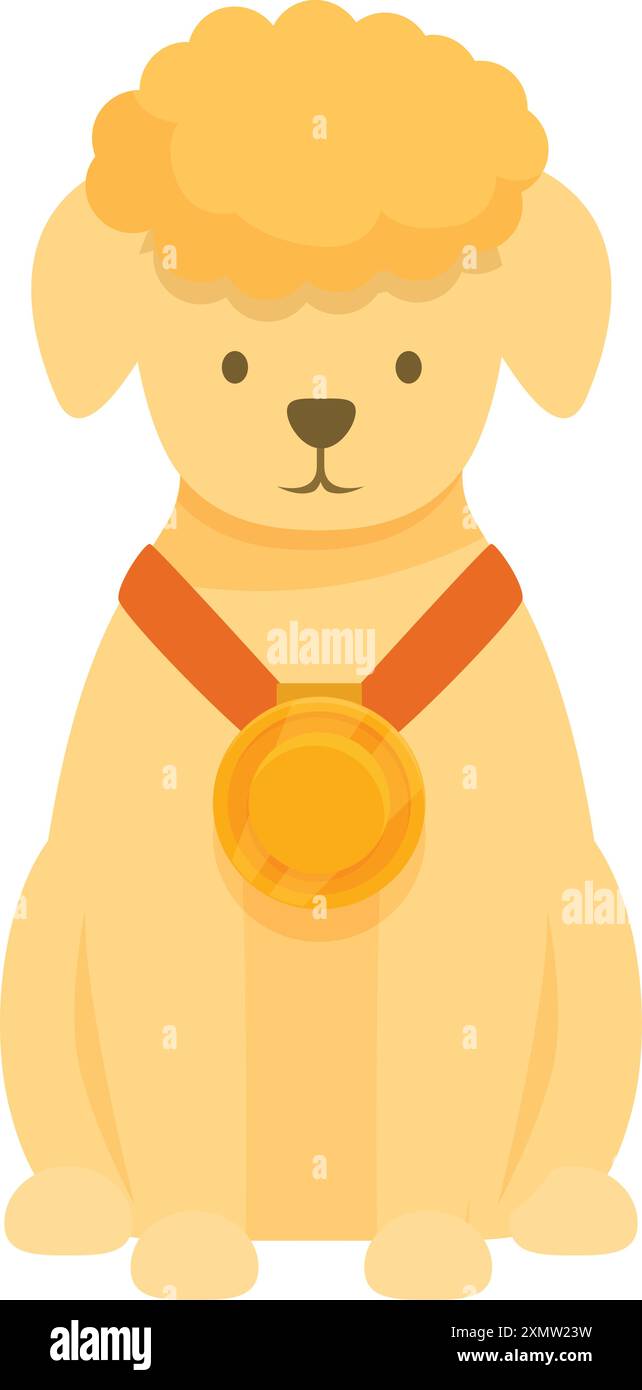 Chien mignon montre sa médaille d'or bien méritée après avoir remporté un concours prestigieux Illustration de Vecteur