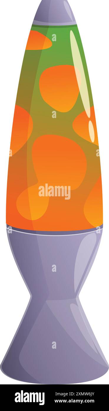 Lampe à lave classique avec des blobs orange montant et tombant sur un fond vert Illustration de Vecteur