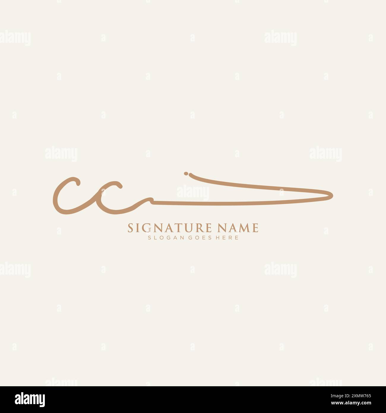 Modèle de logo de signature CC Illustration de Vecteur