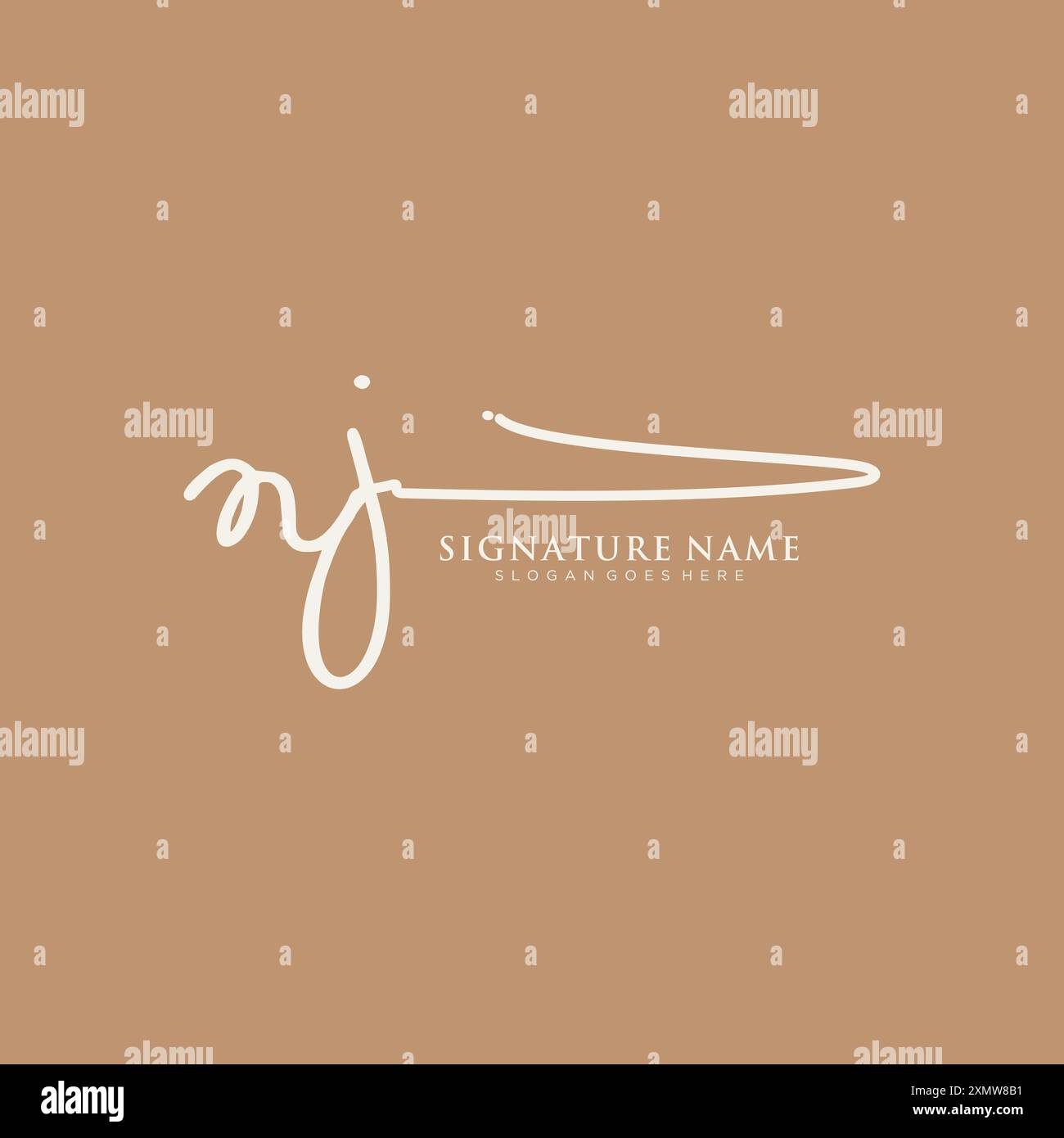 Modèle de logo signature NJ Illustration de Vecteur