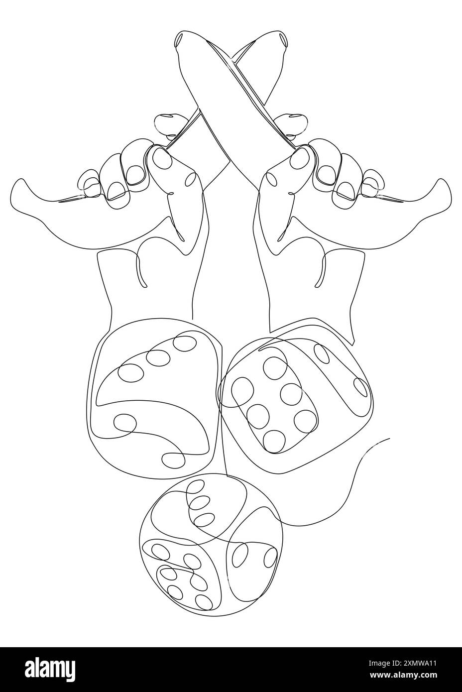 Une ligne continue de bananes et de dés. Concept vectoriel d'illustration de ligne mince. Contour Drawing idées créatives. Illustration de Vecteur