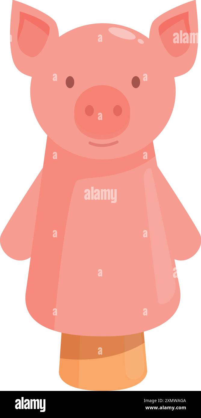Marionnette à main de cochon rose debout, parfaite pour le divertissement des enfants et à des fins éducatives Illustration de Vecteur