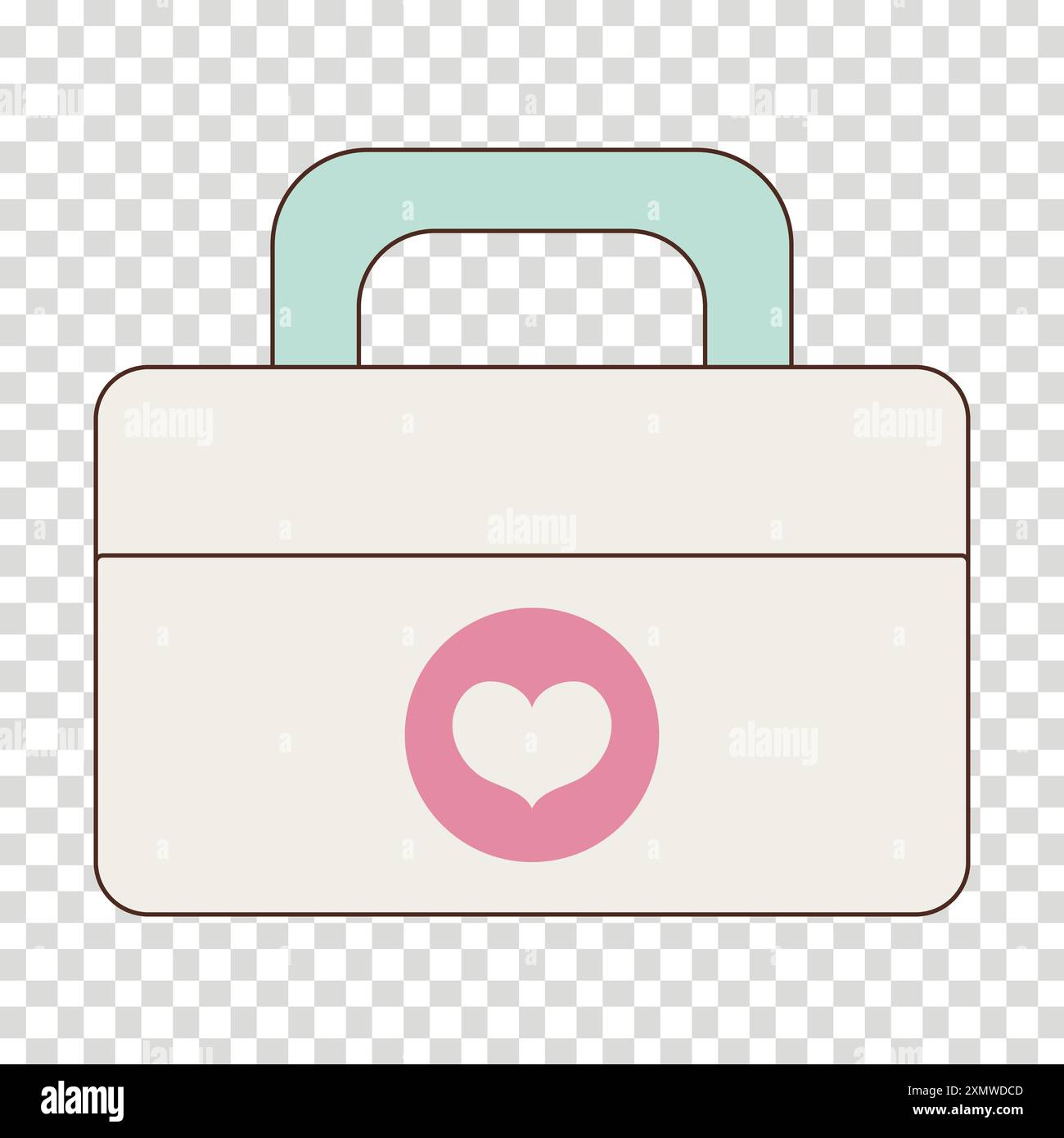 Trousse de premiers soins blanche avec un coeur rose dessus Illustration de Vecteur