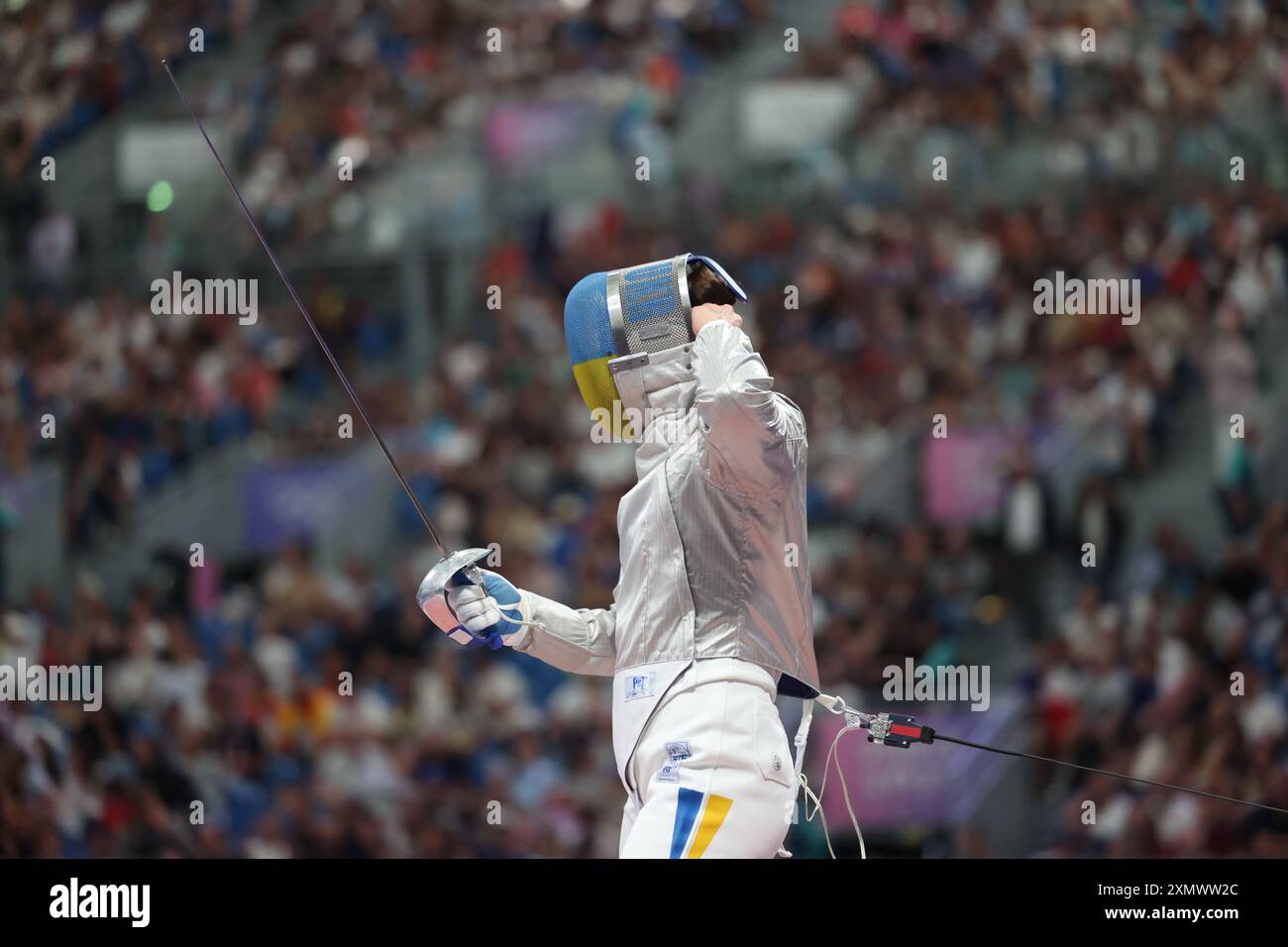 Paris, France. 29 juillet 2024. Elena Kravatska de Team Ukraine en compétition lors du WomenÕs Sabre individuel au Grand Palais le troisième jour des Jeux Olympiques de Paris 2024, Paris, France. Crédit : Isabel Infantes/Alamy Live News Banque D'Images